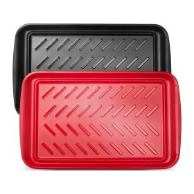 VEVOR Plastic Serving Trays, 2-Pack Grilling Prep and Serve Trays with Handles , 17x10.35 Inch Anti-Slip Melamine Food Tray, Ideal for BBQ, Kitch