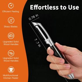 304 Stainless Steel Multi Function Kitchen Peeler With Solid Wood Handle, Sharp & Durable Blade, Effortlessly Peels Vegetables and Fruits