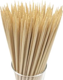 12" Natural Bamboo Skewers Sticks for Appetiser,  Fruit, Cocktail, Kabobm, Chocolate Fountain, Grilling, Barbecue, Kitchen, Crafting and Party (Color: Bamboo)